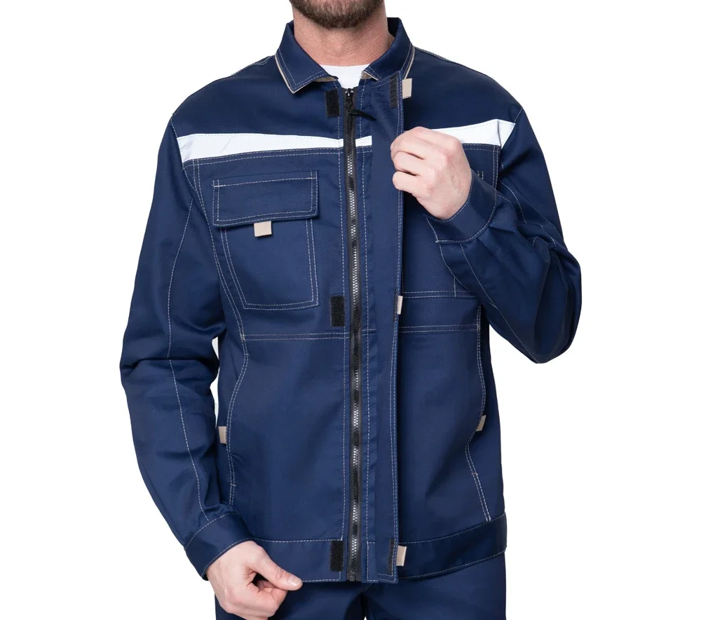 Костюм мужской "Профессионал 1" синий/бежевый (куртка и брюки) - фото 11