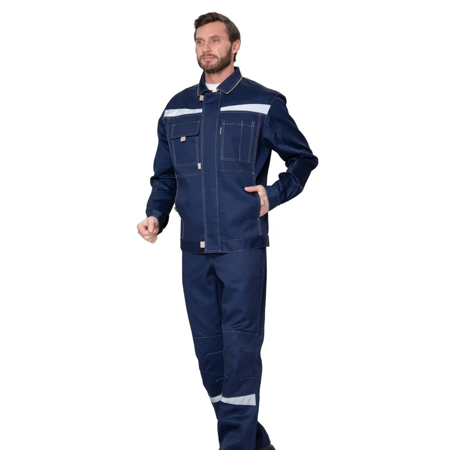 Костюм мужской "Профессионал 1" синий/бежевый (куртка и брюки) - фото 6