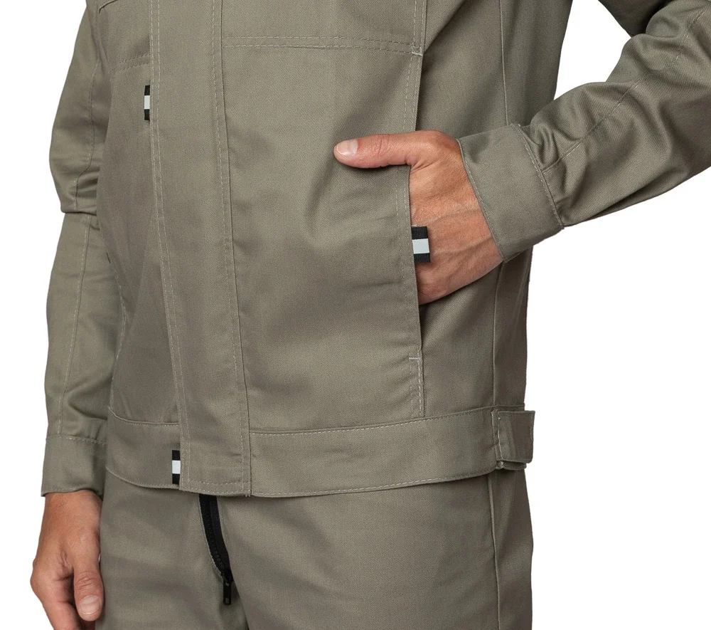 Костюм мужской летний "Профессионал 2 СОП" серо-бежевый/синий (куртка и полукомбинезон) - фото 10