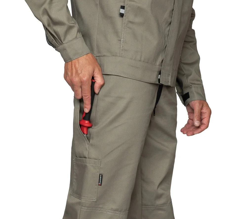 Костюм мужской летний "Профессионал 2 СОП" серо-бежевый/синий (куртка и полукомбинезон) - фото 11