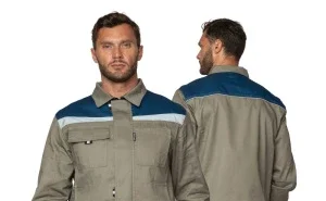 Костюм мужской летний "Профессионал 2 СОП" серо-бежевый/синий (куртка и полукомбинезон) - фото 12