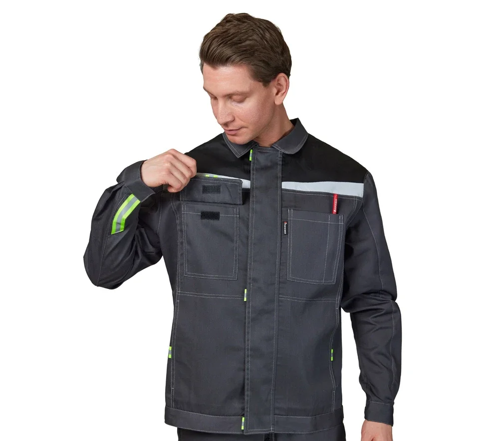 Костюм мужской летний "Профессионал 2 СОП" тёмно-серый/чёрный (куртка и полукомбинезон) - фото 11