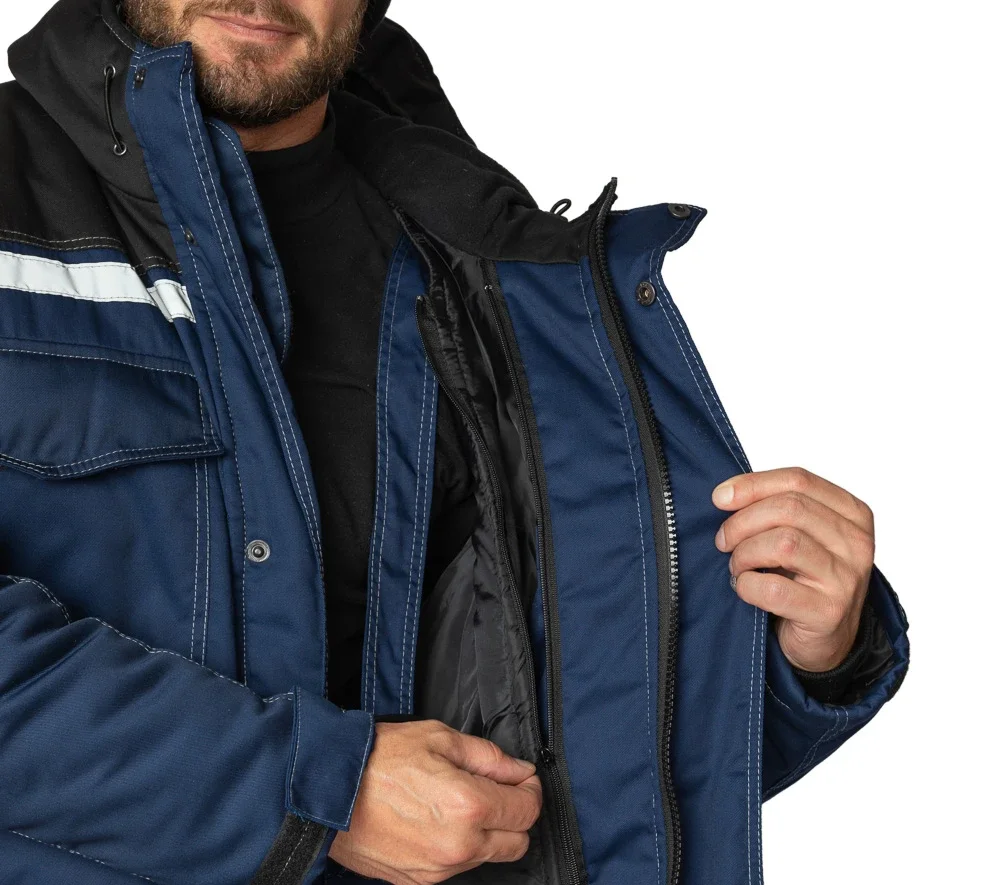 Костюм мужской утеплённый "Азимут" синий/чёрный (куртка и брюки) - фото 12