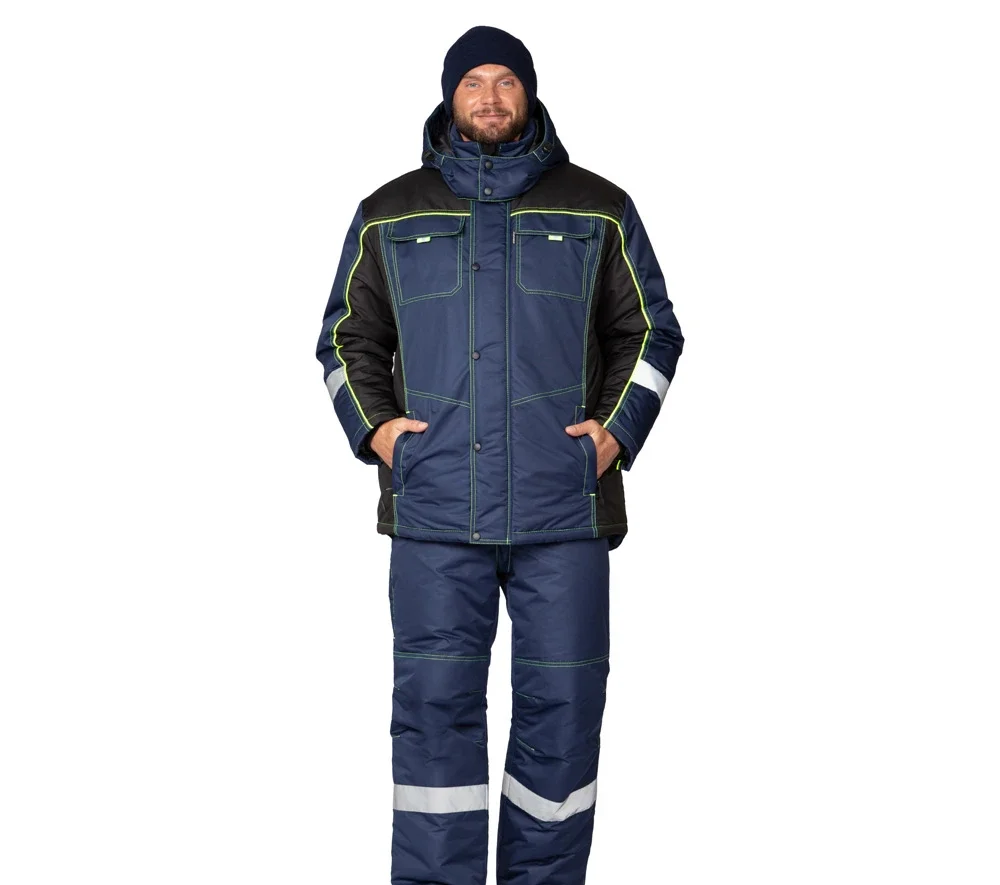 Костюм мужской утеплённый "Бренд Т" тёмно-синий/чёрный - фото 2