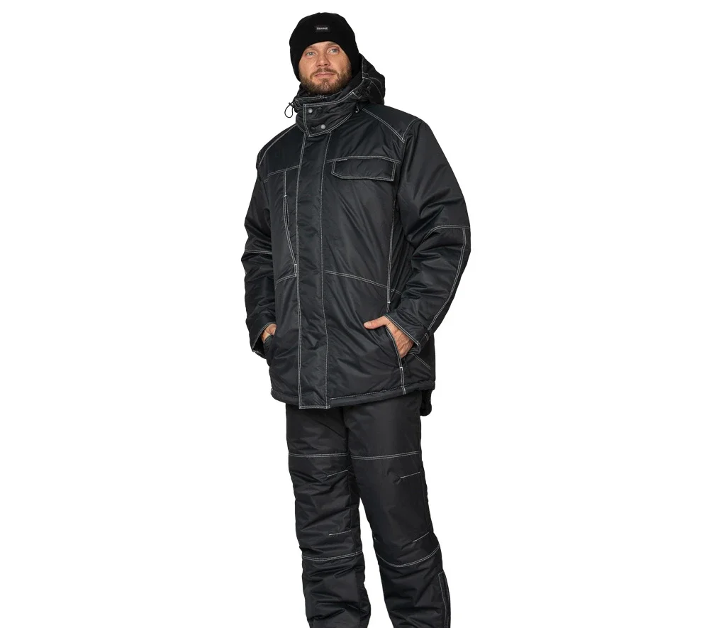 Костюм мужской утеплённый "Викинг" чёрный (куртка и брюки) - фото 3