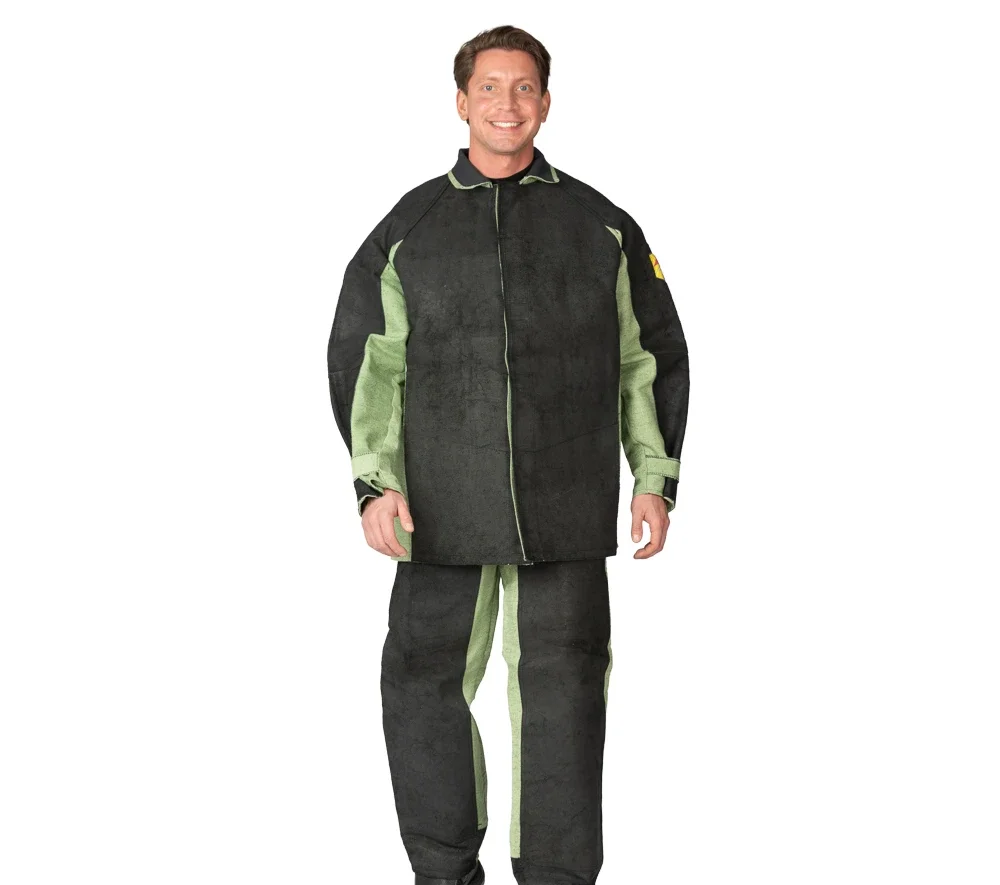 Костюм сварщика "Люкс" 2 класса чёрный/хаки со спилком площадью 2,3 м² (куртка и брюки) - фото 3