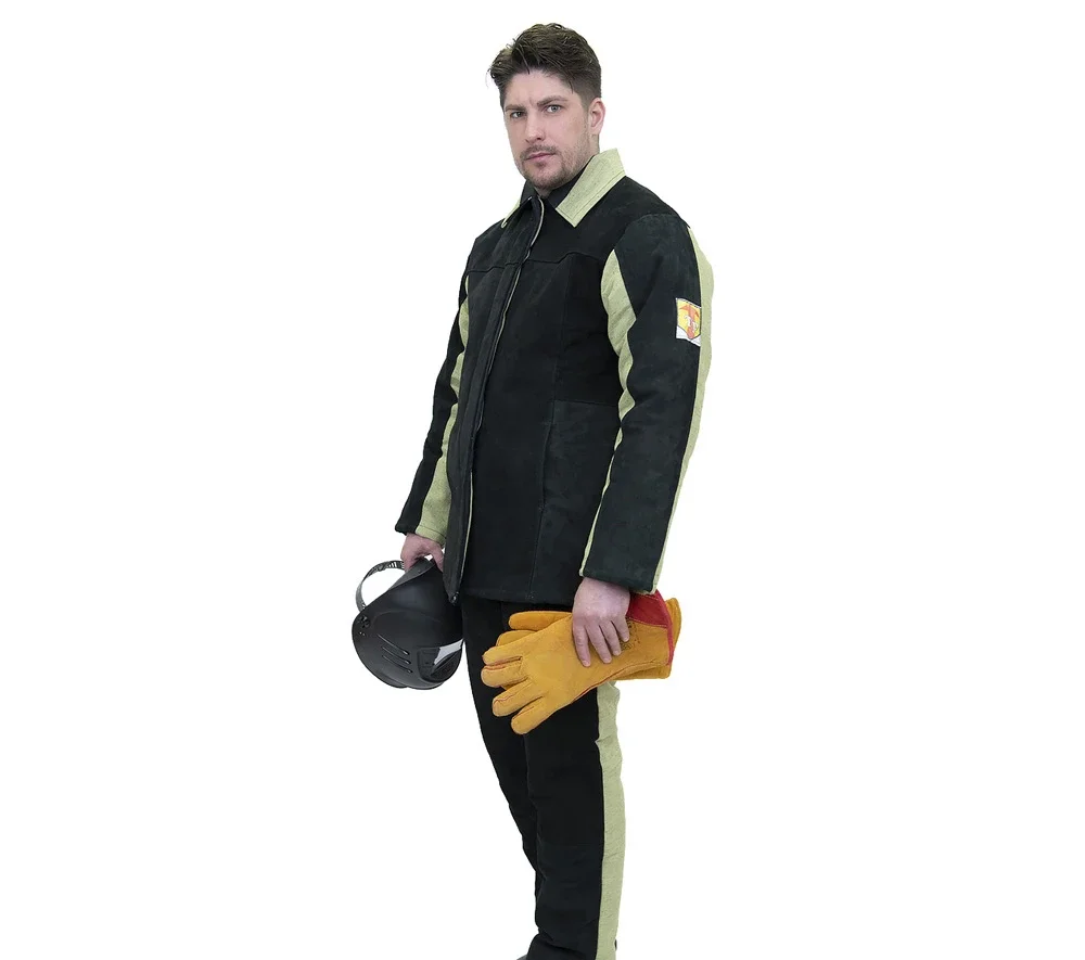 Костюм сварщика утеплённый со спилком чёрный/хаки (2,6м²) (куртка и брюки) - фото 3