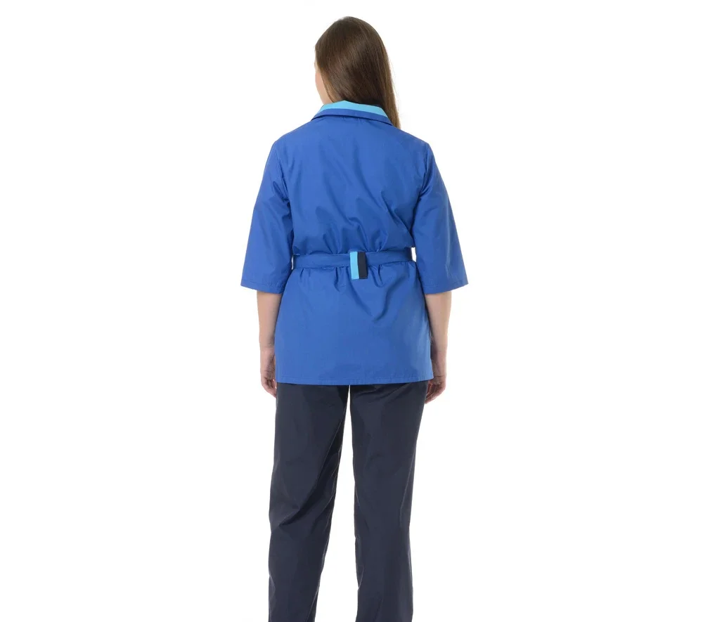 Костюм женский "Лира" василёк/синий (блузон и брюки) для рабочего персонала сферы обслуживания - фото 3