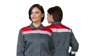 Костюм женский "Пантеон" серый/красный (куртка и брюки) - фото 8