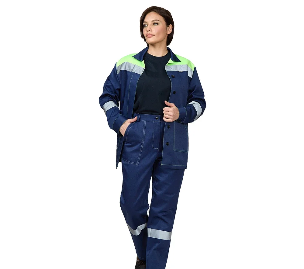 Костюм женский "Пантеон" синий/лимонный (куртка и брюки) - фото 3