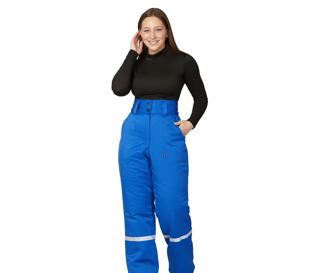 Костюм женский утеплённый "Стройка" (куртка и брюки) василёк/синий/красный - фото 11