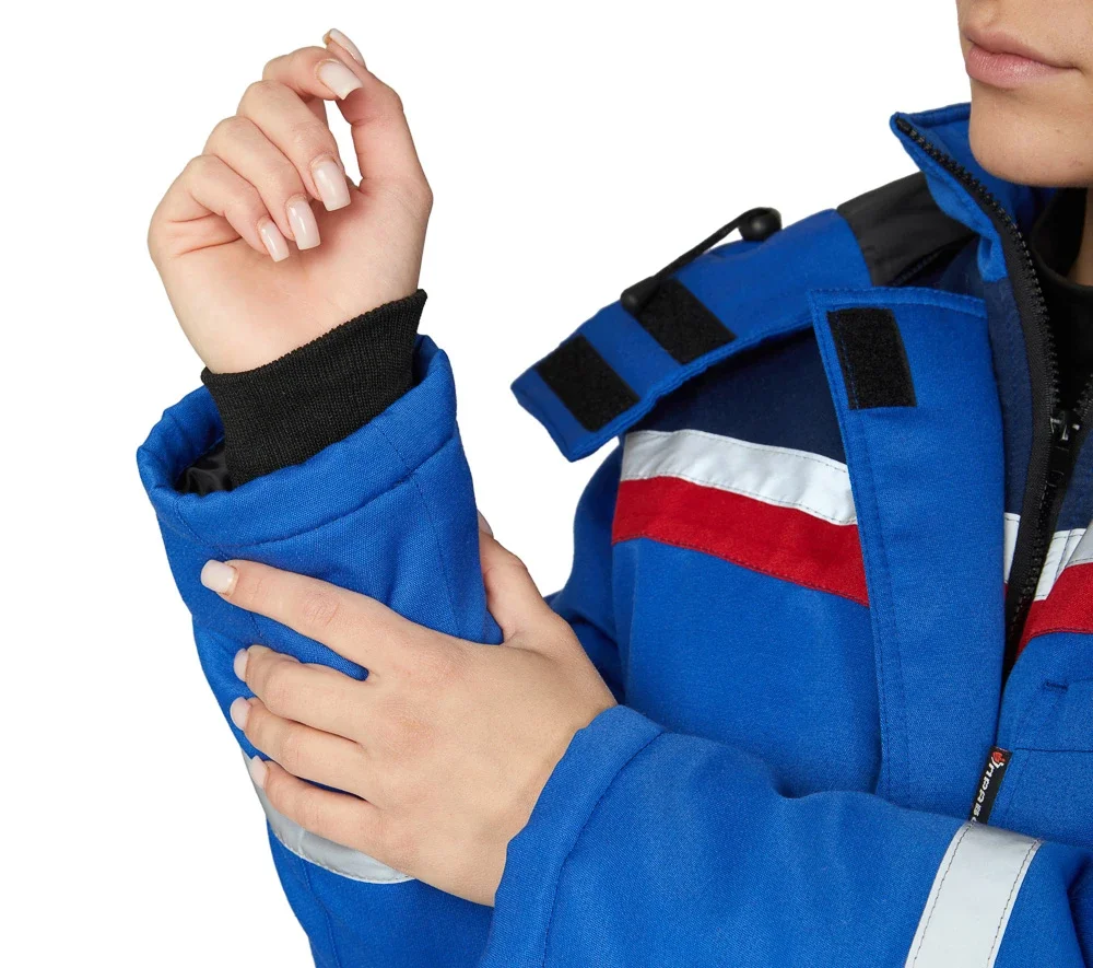 Костюм женский утеплённый "Стройка" (куртка и брюки) василёк/синий/красный - фото 18