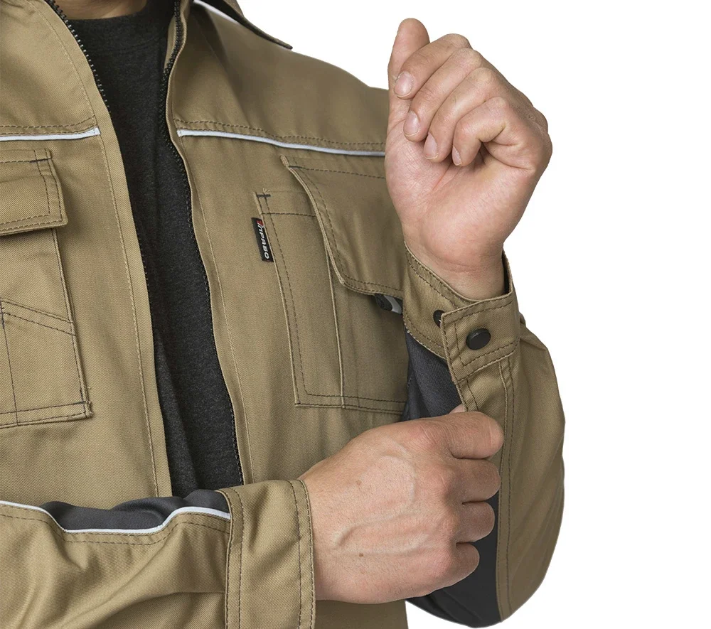 Куртка мужская летняя "Люкс" бежевый/серый/серый со светоотражающим кантом - фото 5