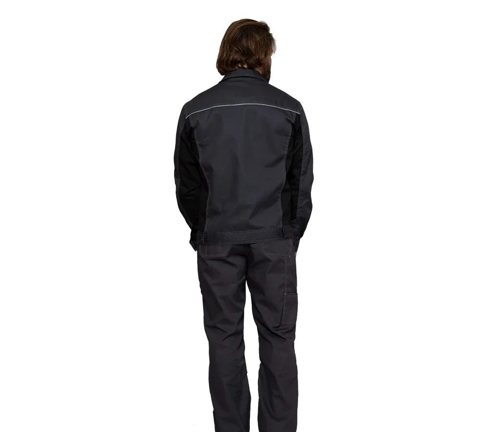 Куртка мужская летняя "Люкс" серый/чёрный со светоотражающим кантом - фото 3