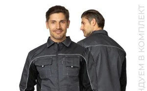 Куртка мужская летняя "Люкс" серый/чёрный/чёрный со светоотражающим кантом - фото 9