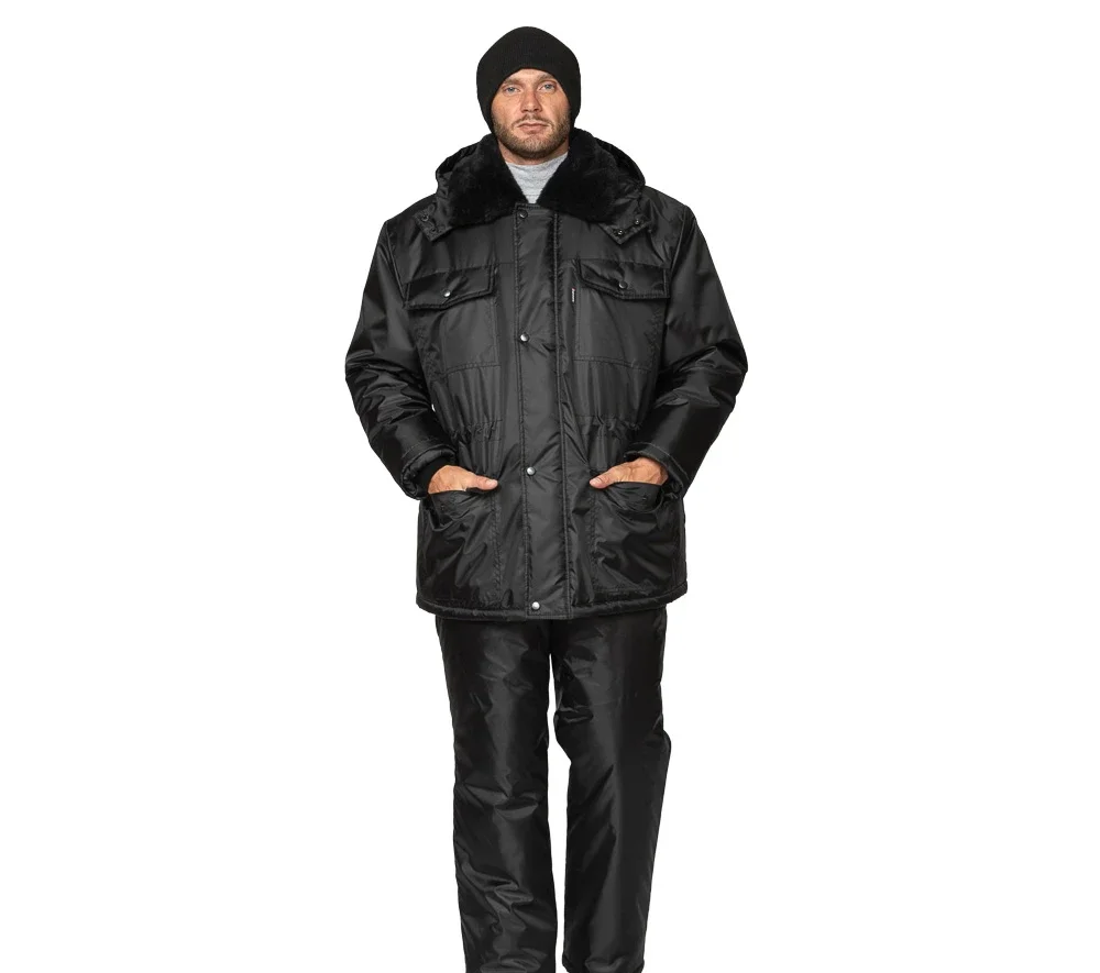 Куртка мужская утеплённая "Альфа" удлинённая чёрная - фото 2