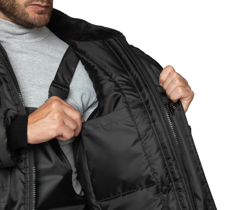 Куртка мужская утеплённая "Альфа" удлинённая чёрная - фото 6