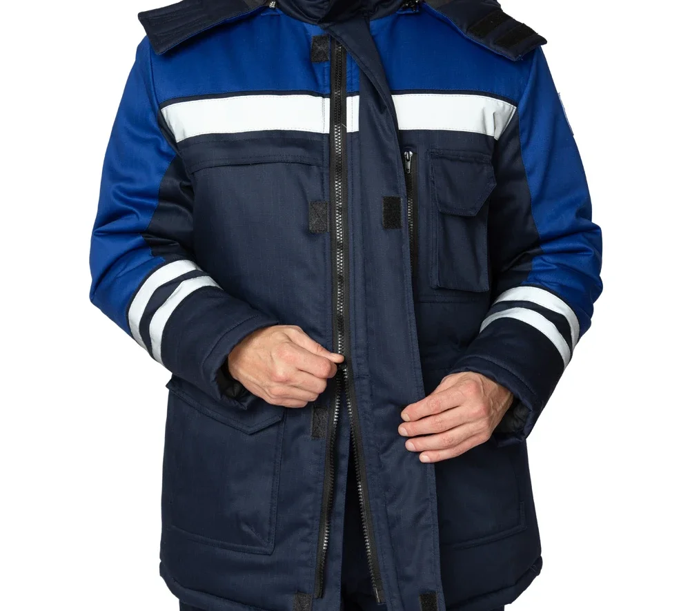 Куртка антистатическая мужская утеплённая "Антистат" тёмно-синий/василёк - фото 15