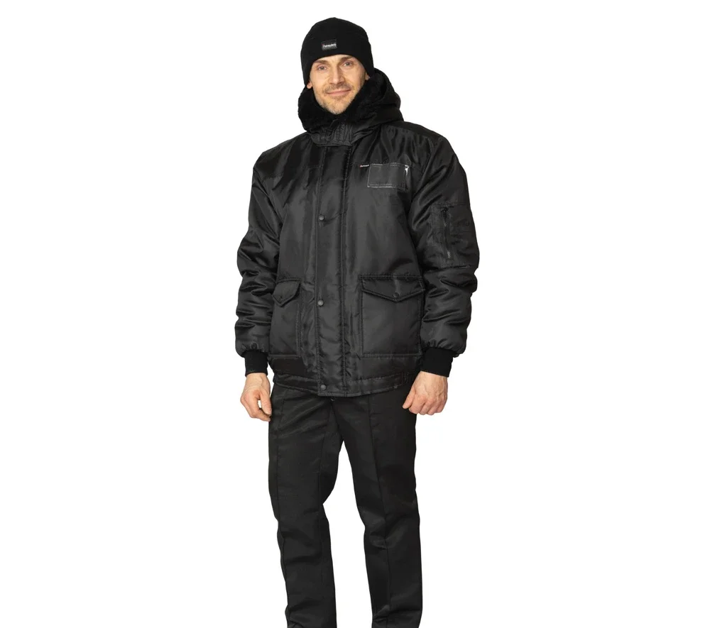 Куртка мужская утеплённая "Альфа" чёрная укороченная - фото 2