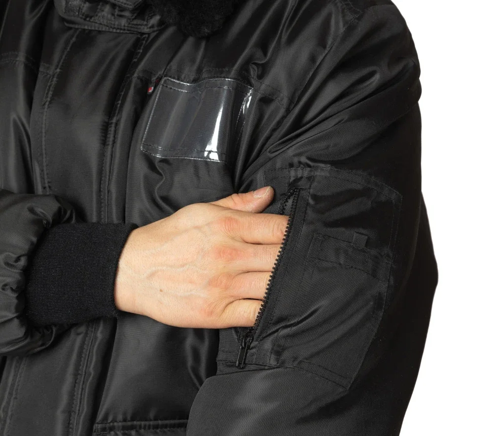 Куртка мужская утеплённая "Альфа" чёрная укороченная - фото 7
