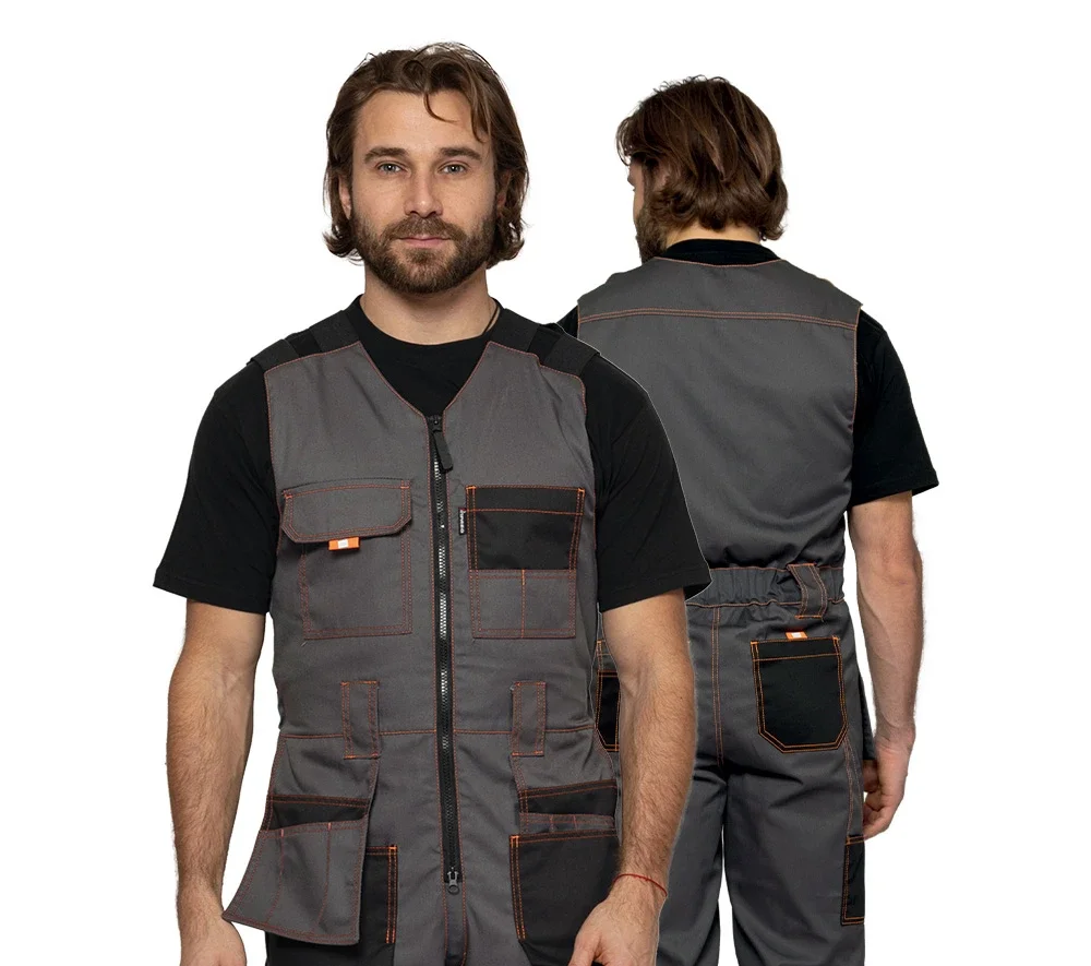 Полукомбинезон мужской "Бренд" серый/чёрный - фото 1