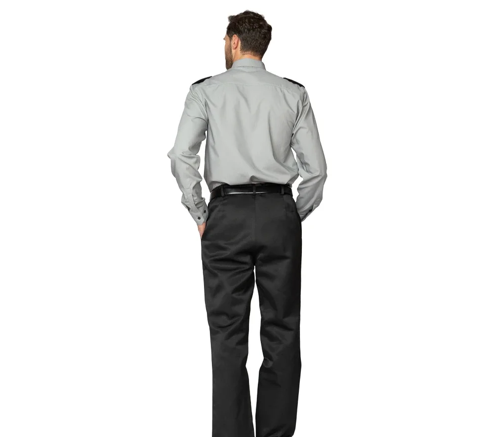 Рубашка мужская с длинными рукавами серая/чёрная - фото 4