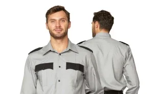 Рубашка мужская с длинными рукавами серая/чёрная - фото 7