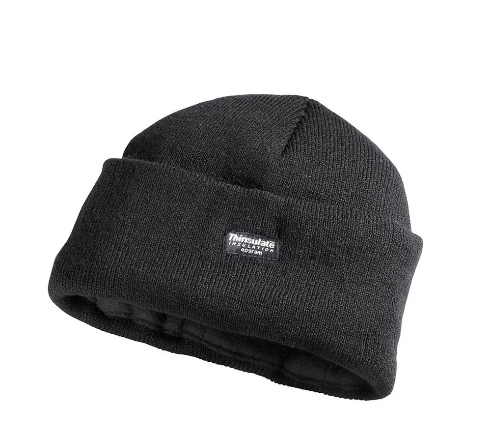 Шапка зимняя "Тинсулейт" универсальная трикотажная с подкладкой из флиса чёрная - фото 1