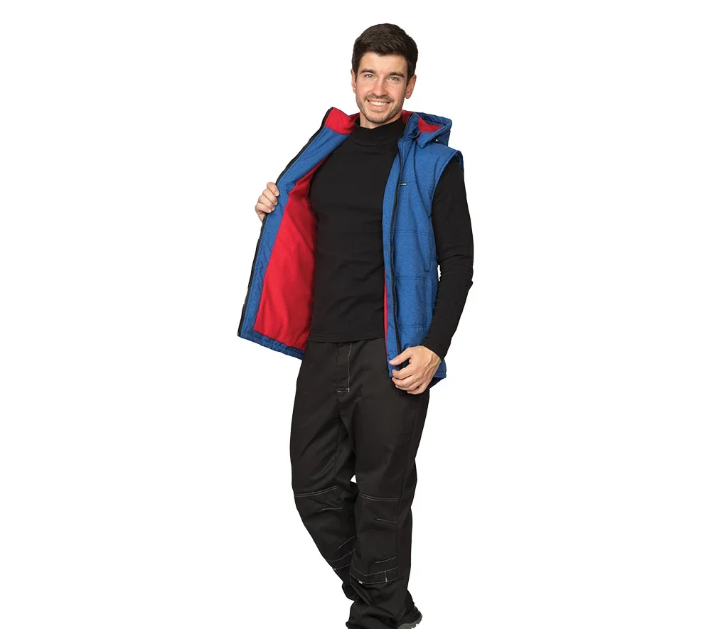 Жилет мужской утеплённый "Амур" васильковый/красный - фото 4