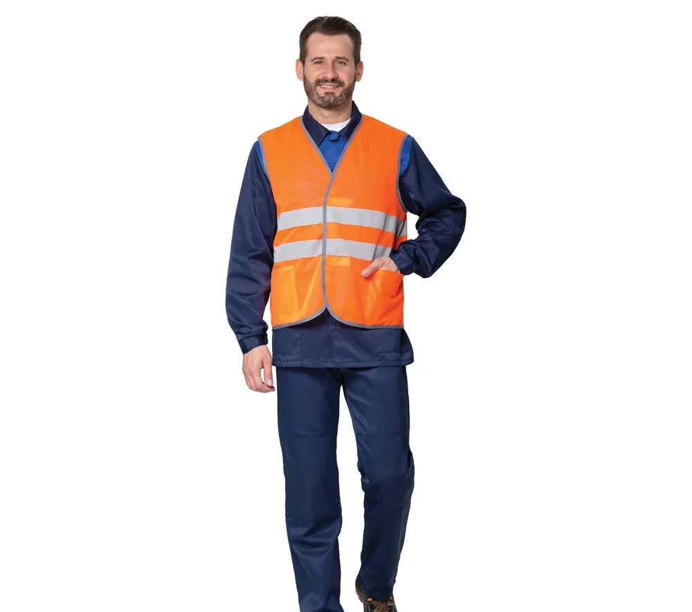 Жилет сигнальный "Спектр Лайт 1" оранжевый с застёжкой на контактной ленте - фото 3
