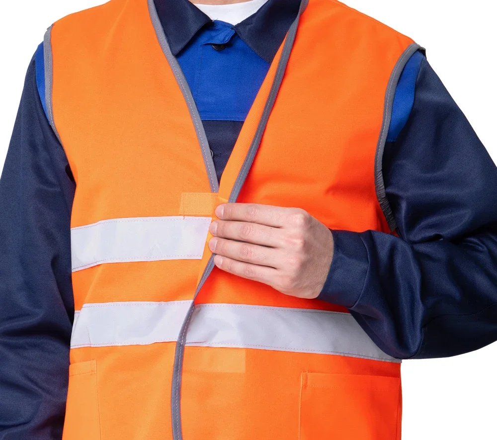 Жилет сигнальный "Спектр Лайт 1" оранжевый с застёжкой на контактной ленте - фото 7