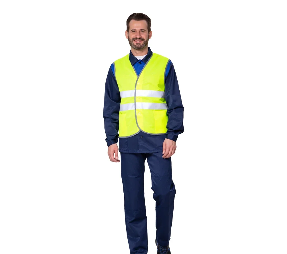 Жилет сигнальный "Спектр Лайт 1П" лимонный на пуговицах для дорожных рабочих - фото 2
