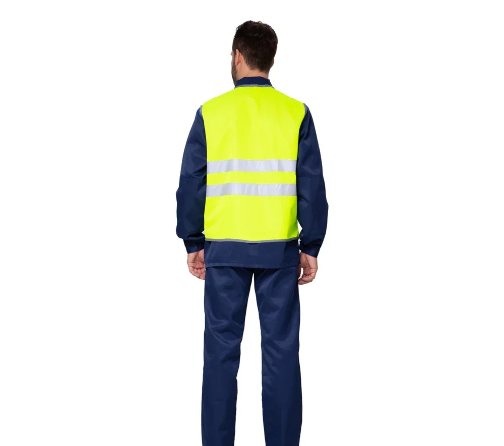 Жилет сигнальный "Спектр Лайт 1П" лимонный на пуговицах для дорожных рабочих - фото 4