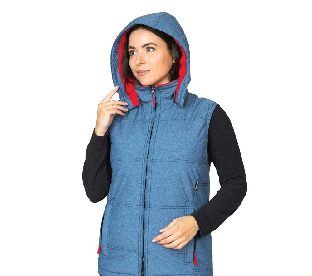 Жилет женский утеплённый "Амур" синий/красный - фото 3