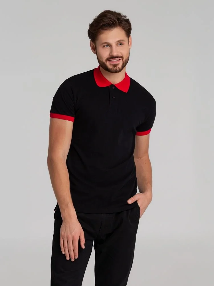 Рубашка поло Prince 190, черная с красным - фото 9