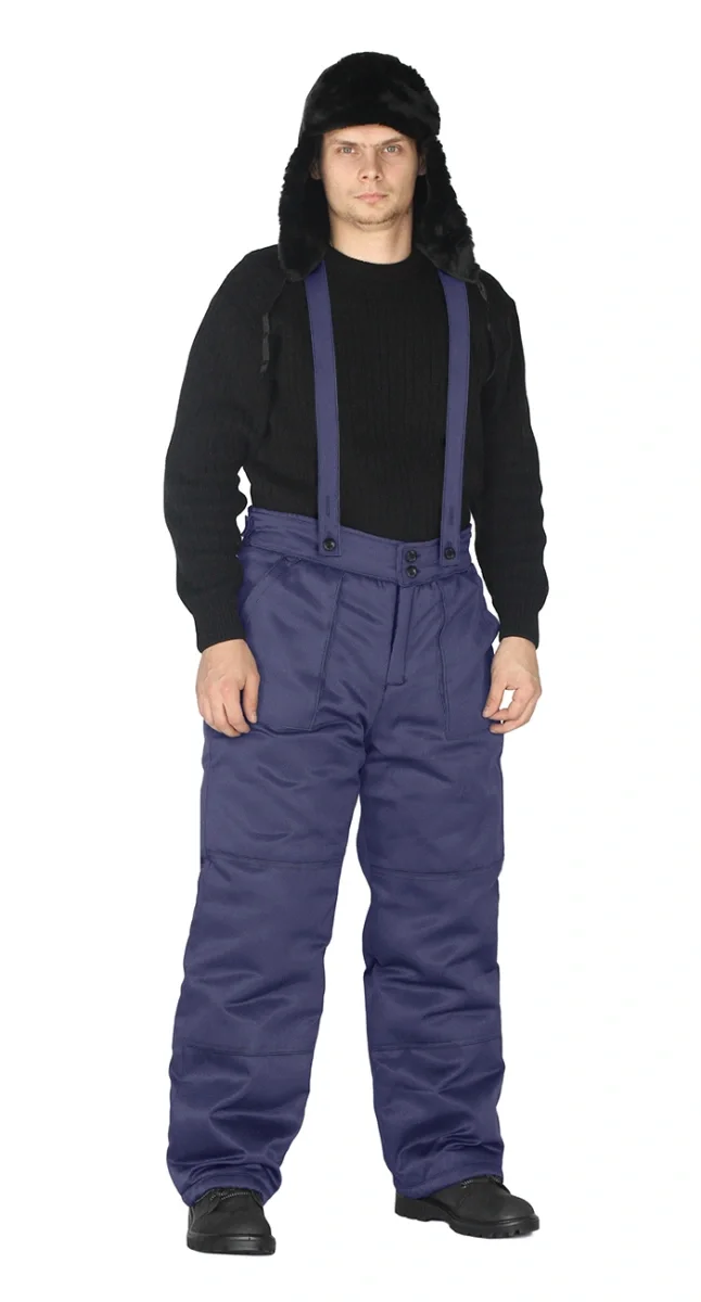 Брюки мужские зимние тк.грета т-синие - фото 1