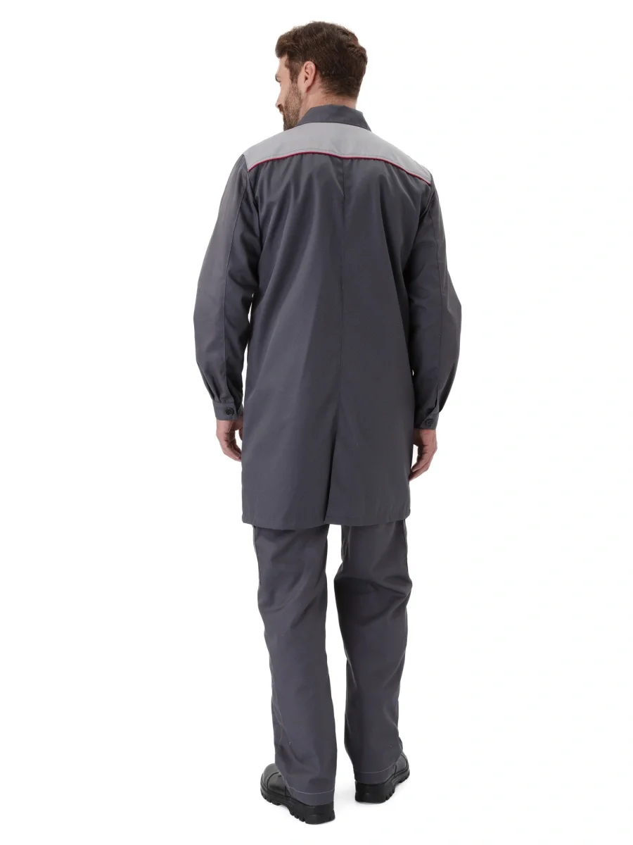 Халат мужской "Фаворит" серый/св.серым с красным КАНТОМ - фото 6