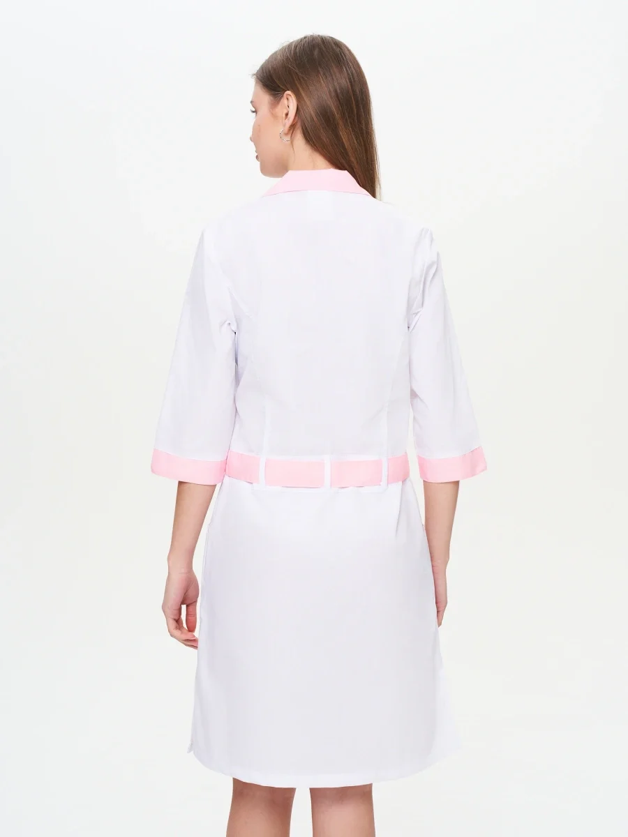 Халат женский "Фарма" белый с розовым СКИДКА 20% - фото 3