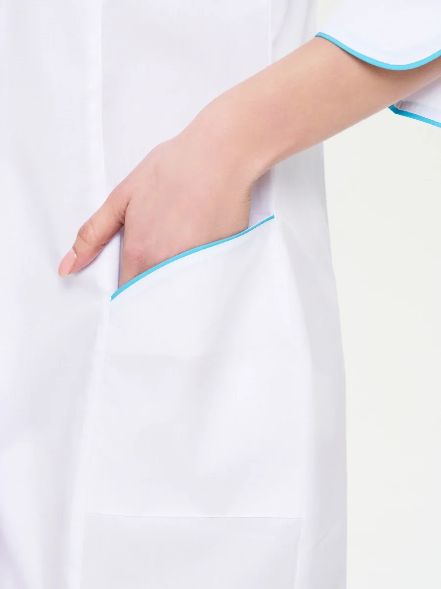 Халат женский "Вита" белый с бирюзовым - фото 5