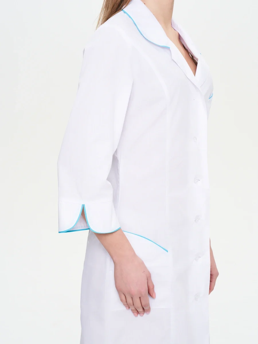 Халат женский "Вита" белый с бирюзовым - фото 6