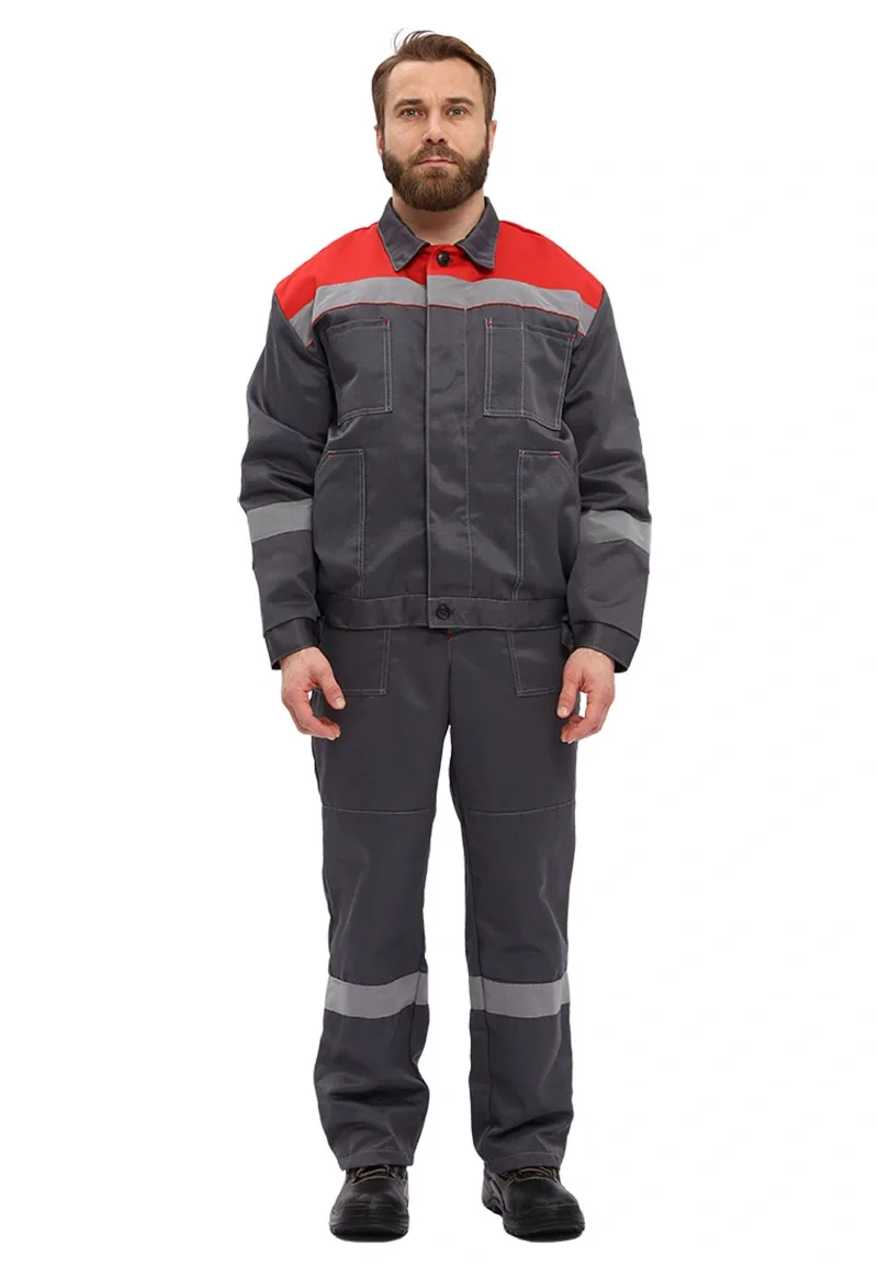 Костюм рабочий "Легион" т.серый/красный - фото 2