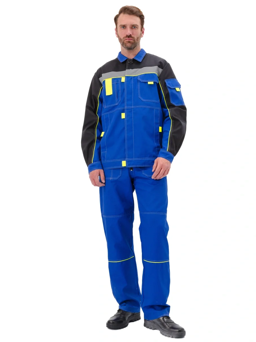 Костюм рабочий "Рольф" василёк/черный/лимон - фото 2