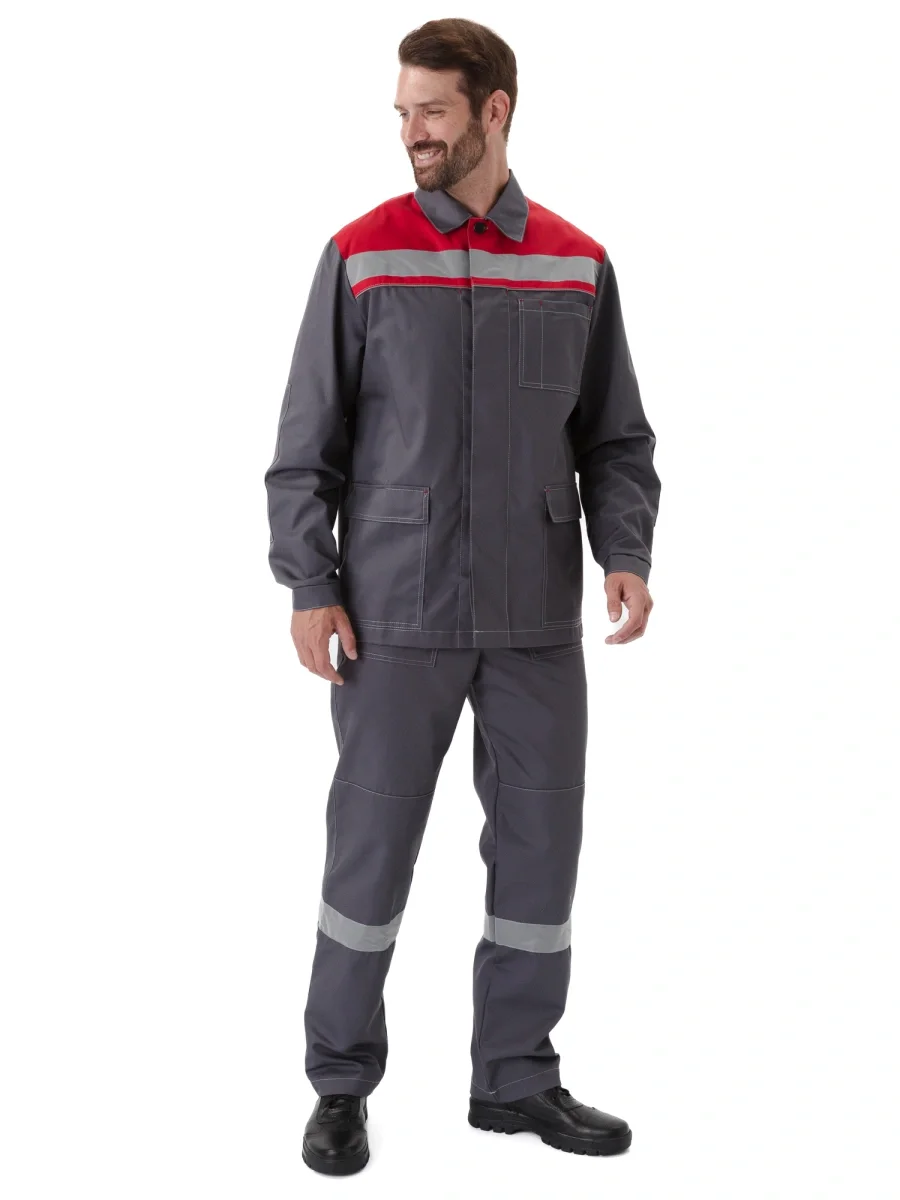 Костюм "УДАРНИК" куртка/брюки Т.СЕРЫЙ/КРАСНЫЙ - фото 11