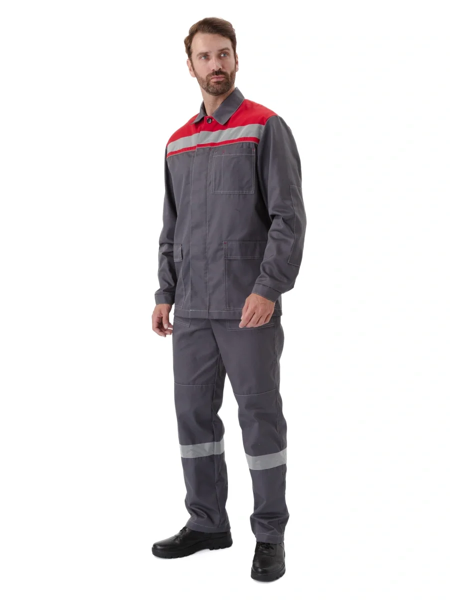 Костюм "УДАРНИК" куртка/брюки Т.СЕРЫЙ/КРАСНЫЙ - фото 12