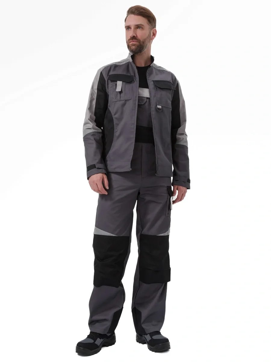 Костюм "МЕГА" куртка/полукомбинезон, цвет: Т.СЕРЫЙ/ЧЕРНЫЙ/СВ.СЕРЫЙ - фото 4