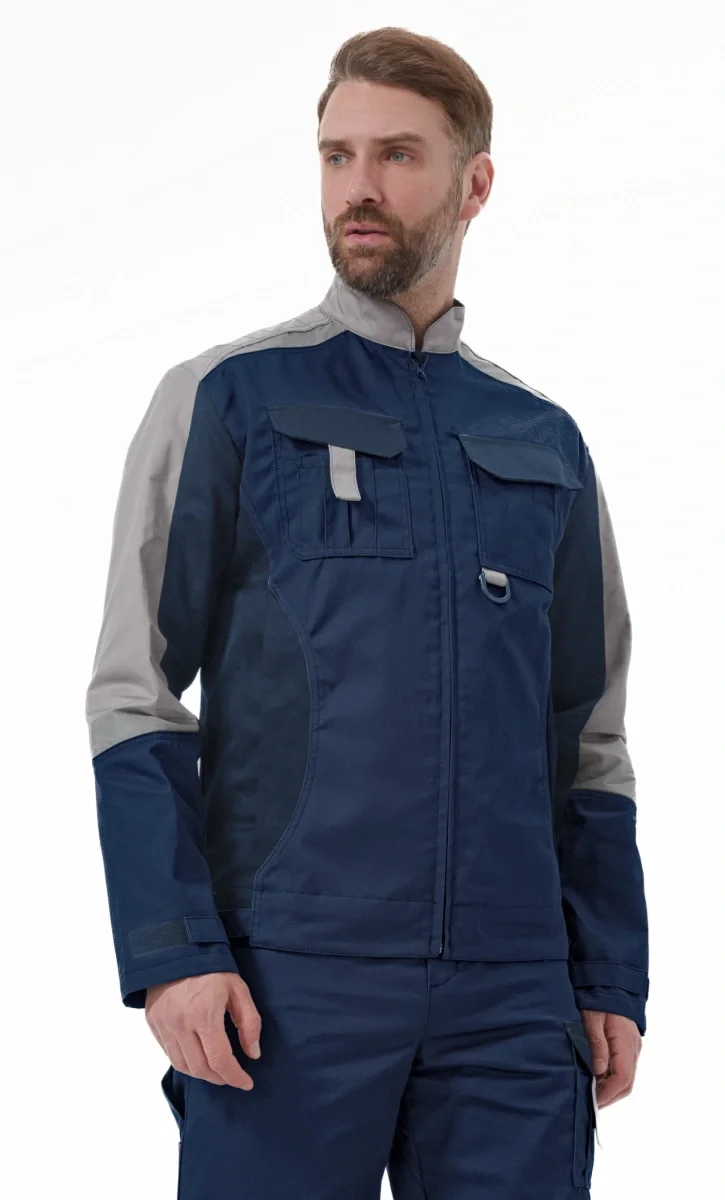 Костюм "МЕГА" куртка/полукомбинезон, цвет: ВАСИЛЕК /Т.СИНИЙ/СВ.СЕРЫЙ - фото 1