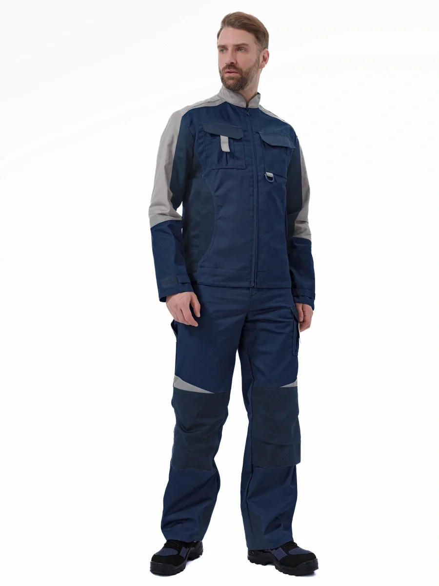 Костюм "МЕГА" куртка/полукомбинезон, цвет: ВАСИЛЕК /Т.СИНИЙ/СВ.СЕРЫЙ - фото 2