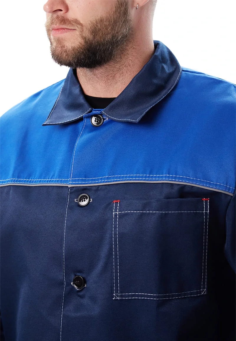 Костюм мужской "Дамаск" летний, т-синий с васильковым. - фото 8