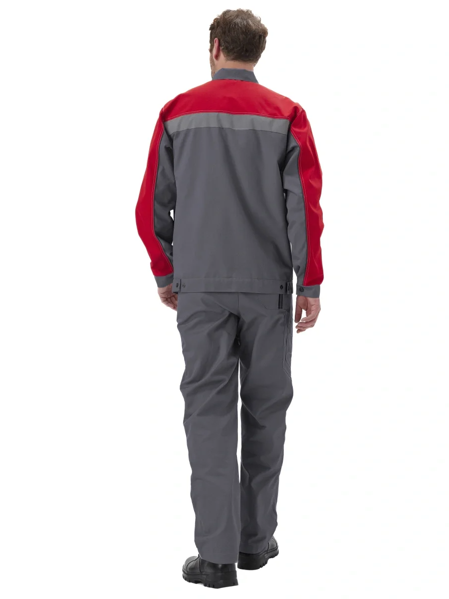 Костюм мужской "Оптимальный" летний с брюками серый/красный - фото 3