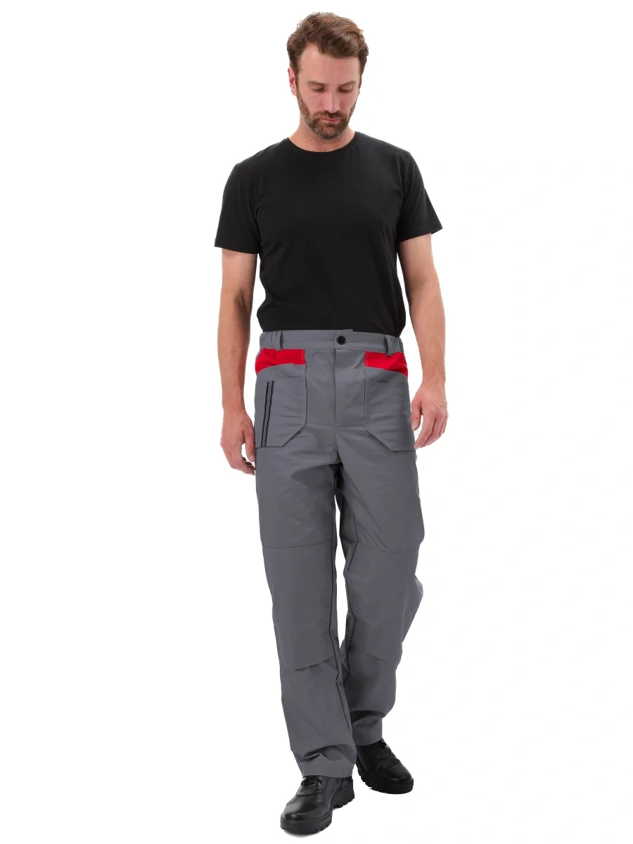 Костюм мужской "Оптимальный" летний с брюками серый/красный - фото 5